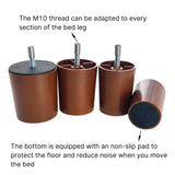 Fruhdi 12 Inch 6 Pcs Coffee Adjustable Bed Base Frame Support Legs Compatible with M8 M10 Threading Sofa Furniture Foot Replacement