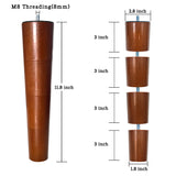 Fruhdi 12 Inch 6 Pcs Coffee Adjustable Bed Base Frame Support Legs Compatible with M8 M10 Threading Sofa Furniture Foot Replacement