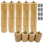 12 Inch 6 Pcs Wooden Adjustable Bed Base Frame Support Legs Compatible with M8 M10 Threading Sofa Furniture Foot Replacement