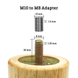 12 Inch 6 Pcs Wooden Adjustable Bed Base Frame Support Legs Compatible with M8 M10 Threading Sofa Furniture Foot Replacement