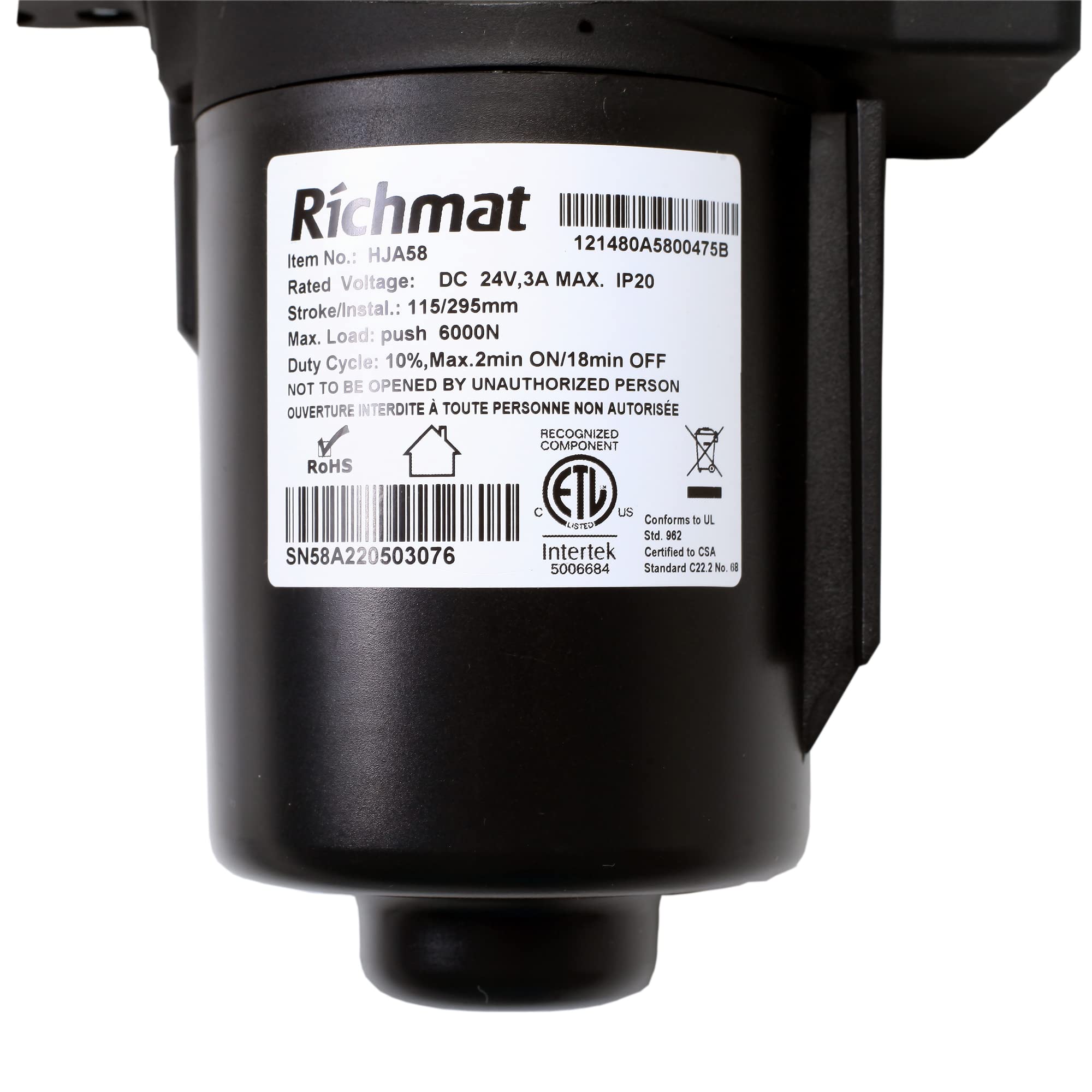 Fruhdi Adjustable Bed Richmat Model HJA58 8 Pin Head Actuator Motor Stroke/Install 115/295mm Replacement