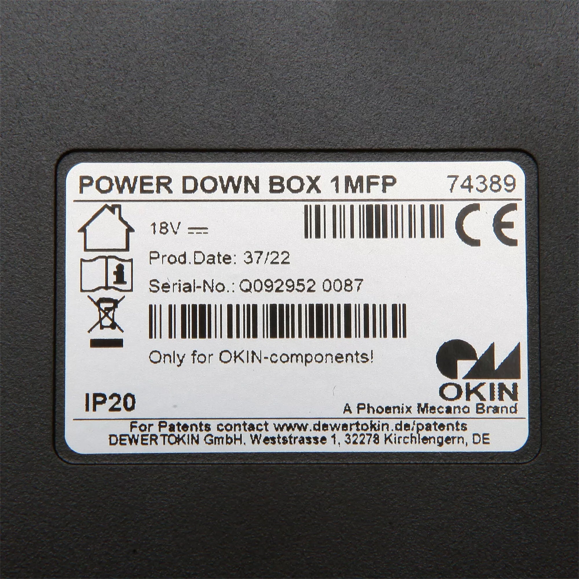 Fruhdi Adjustable Bed Base Okin Power Down Box 1MFP 74389 Replacemnet