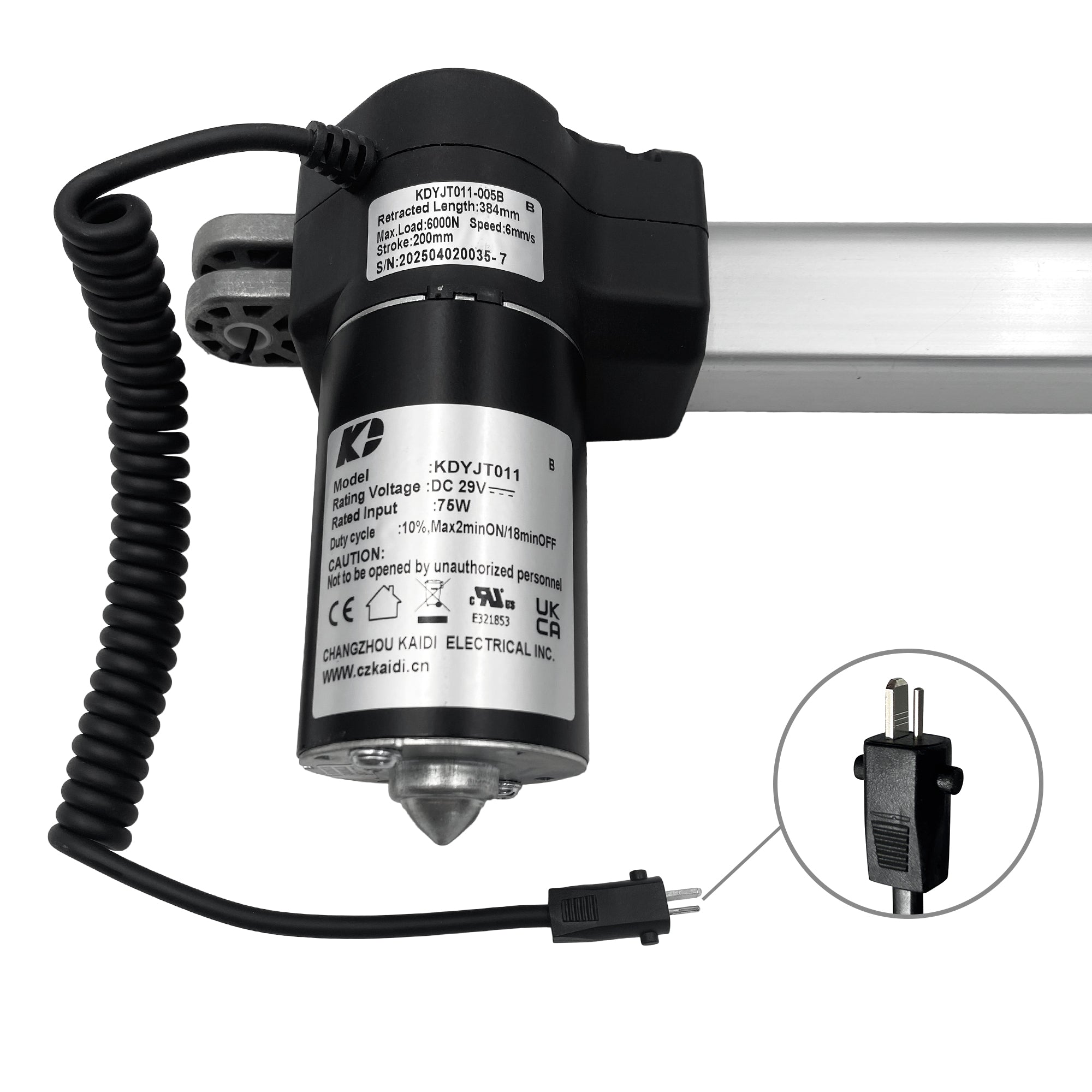 Kaidi Linear Actuator Model KDYJT011-005B B Power Recliner Lift Chairs Motor Replacement