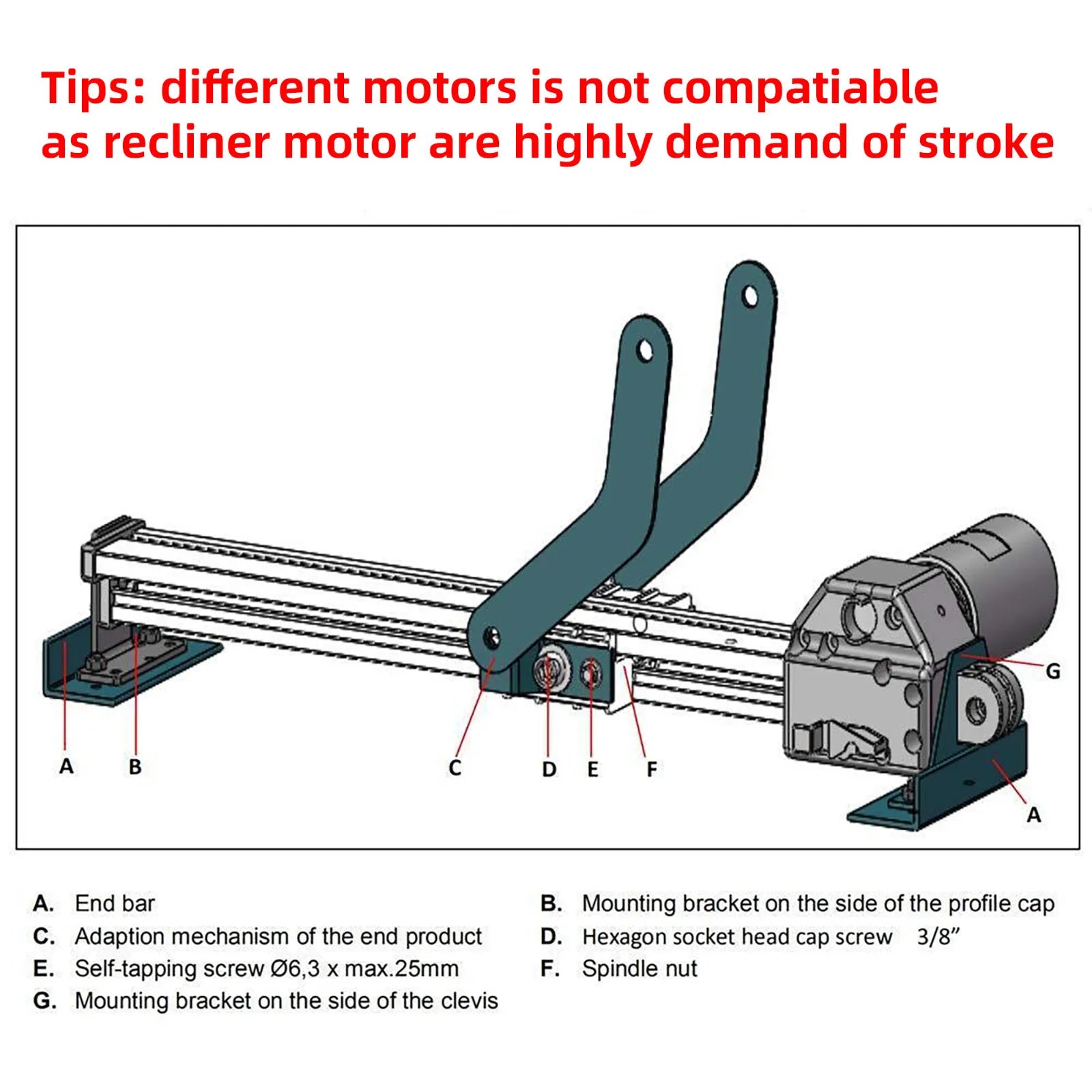 Fruhdi Power Recliner Lift Chairs Okin Motor Actuator Model JLDQ.11.156.333K Kit Replacement