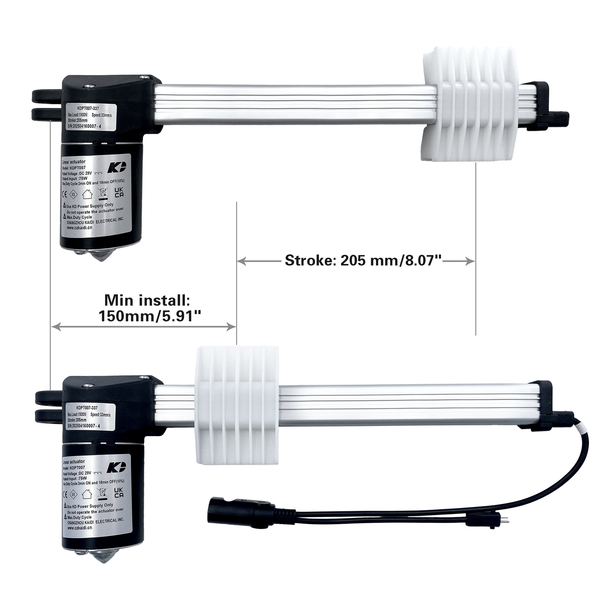 Fruhdi Power Recliner Lift Chairs Kaidi Linear Actuator Model KDPT007-337 Motor Kit Replacement
