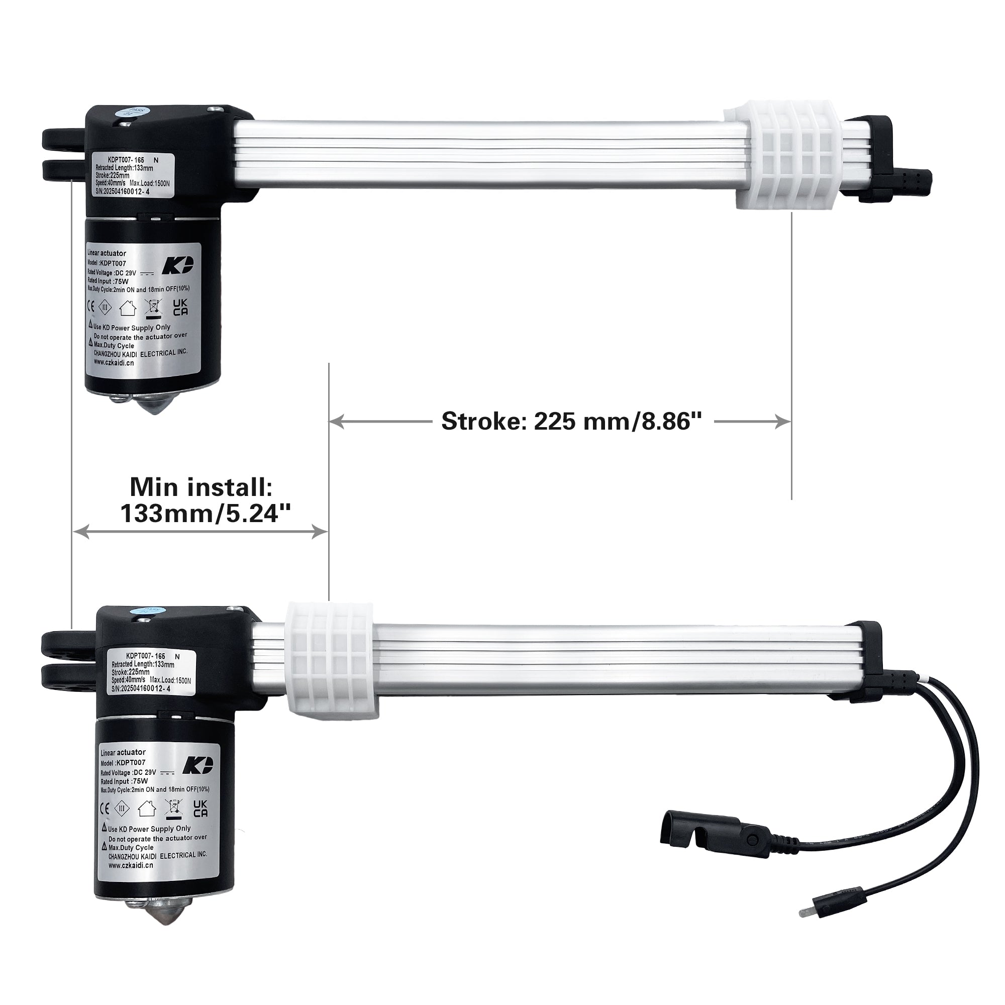 Fruhdi Power Recliner Sofa Lift Chairs Kaidi Linear Actuator Model KDPT007N-165 Motor Kit Replacement