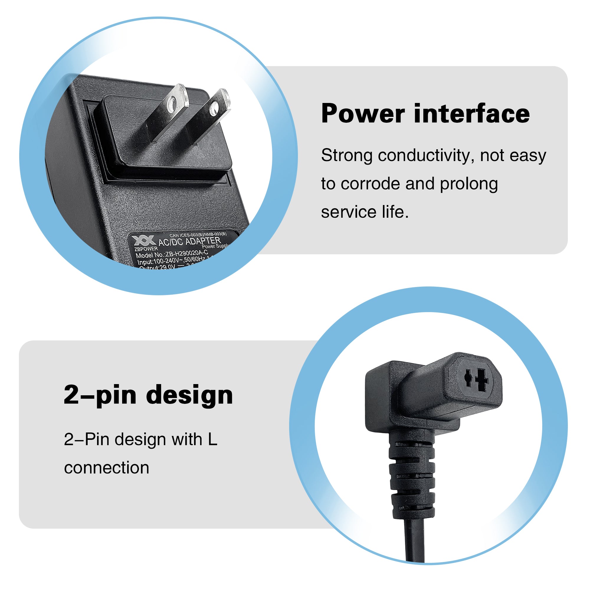 Fruhdi Power Recliner ZBPOWER Wall Power Supply Model ZB-H290020A-C 29V 2A Wall Switching Adapter for Electric Sofa Lift Chairs