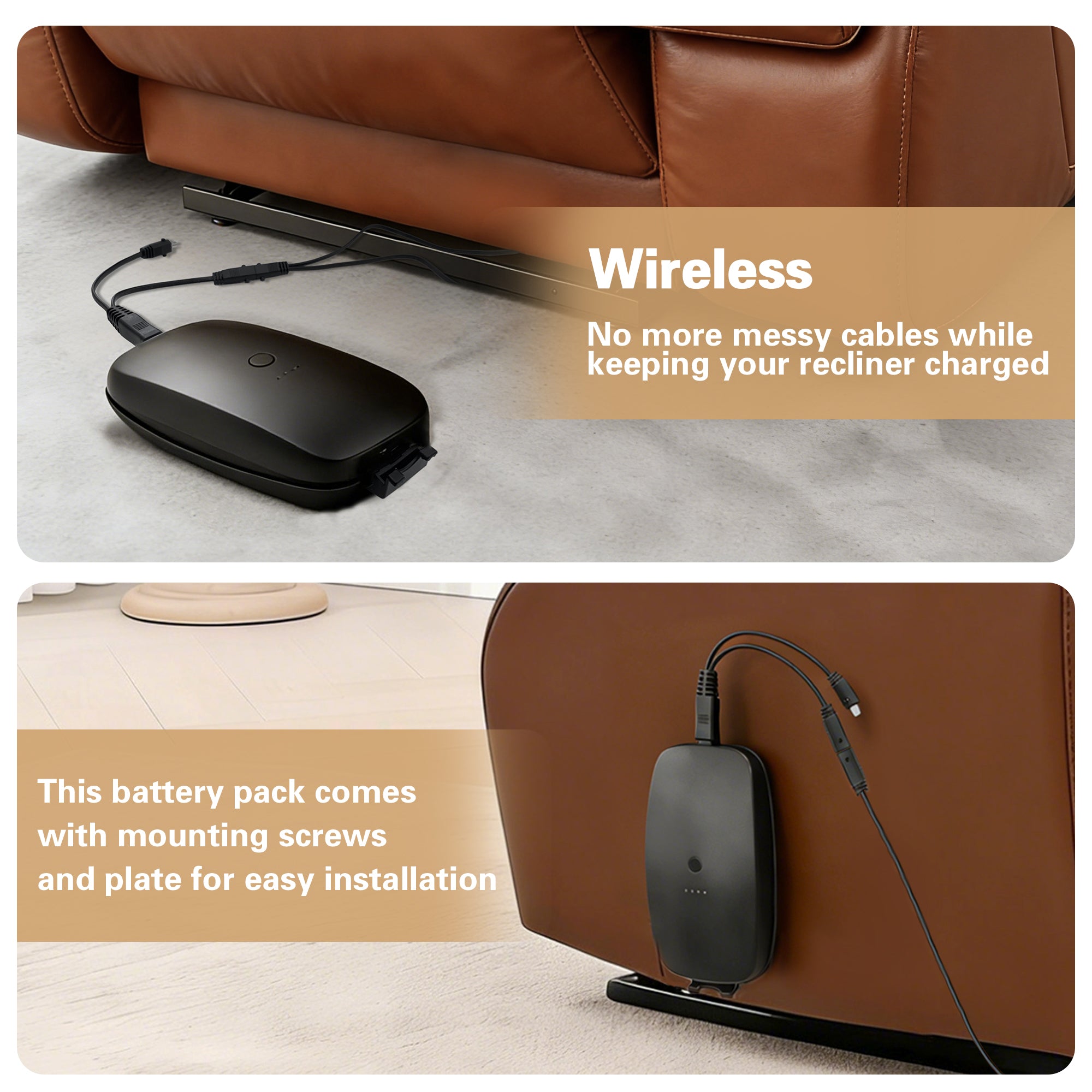 Fruhdi Power Recliner ZBPOWER 3300mAh Wireless Rechargeable Battery Pack Kits with Wall Power Supply Extension Cord and Y Power Cable